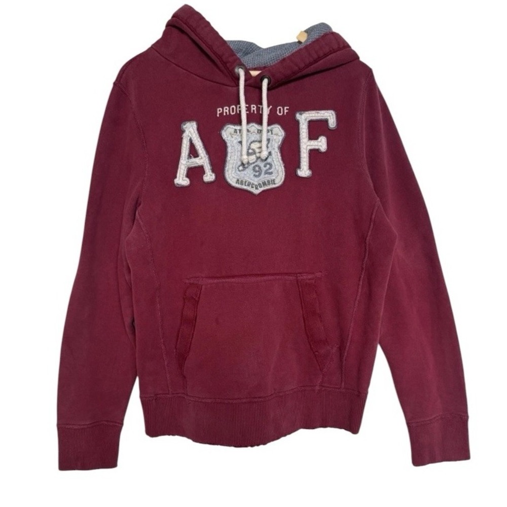 VTG Y2K Abercrombie & Fitch Muscle Distressed Hoodie Pullover Mens Large Red